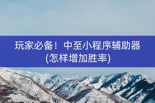 玩家必备！中至小程序辅助器(怎样增加胜率)