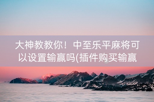 大神教教你！中至乐平麻将可以设置输赢吗(插件购买输赢规律)