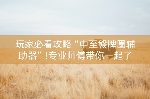 玩家必看攻略“中至赣牌圈辅助器”!专业师傅带你一起了解（详细教程）-抖音