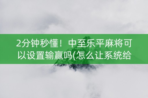 2分钟秒懂！中至乐平麻将可以设置输赢吗(怎么让系统给自己好牌)