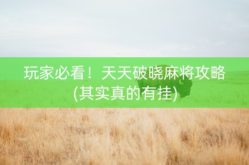 玩家必看！天天破晓麻将攻略(其实真的有挂)