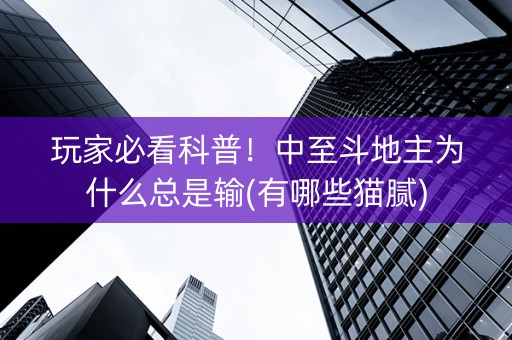 玩家必看科普！中至斗地主为什么总是输(有哪些猫腻)