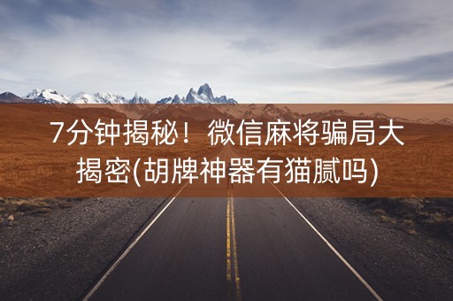 7分钟揭秘！微信麻将骗局大揭密(胡牌神器有猫腻吗)