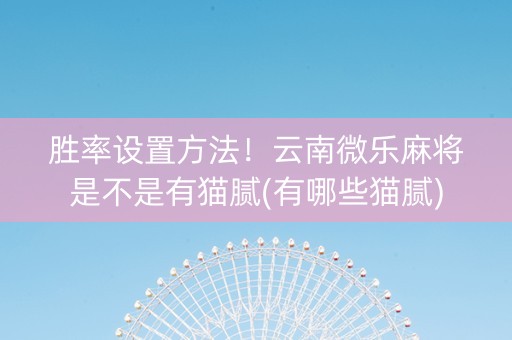 胜率设置方法！云南微乐麻将是不是有猫腻(有哪些猫腻)