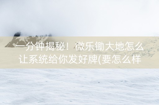 一分钟揭秘！微乐锄大地怎么让系统给你发好牌(要怎么样拿到好牌)