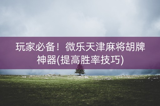 玩家必备！微乐天津麻将胡牌神器(提高胜率技巧)