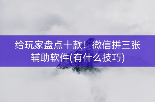 给玩家盘点十款！微信拼三张辅助软件(有什么技巧)
