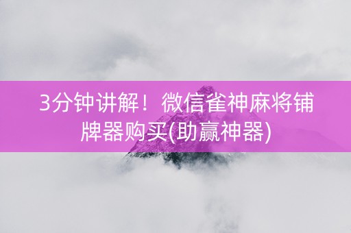 3分钟讲解！微信雀神麻将铺牌器购买(助赢神器)