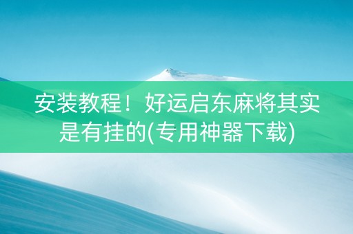 安装教程！好运启东麻将其实是有挂的(专用神器下载)