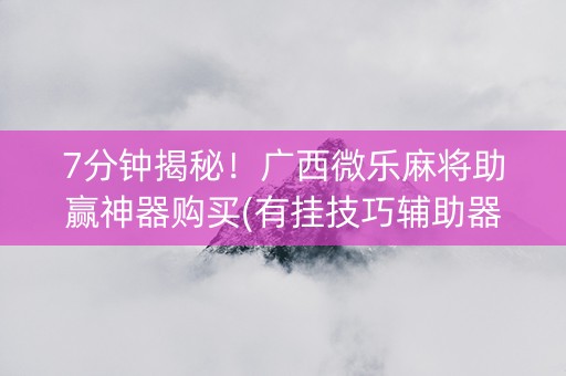 7分钟揭秘！广西微乐麻将助赢神器购买(有挂技巧辅助器)