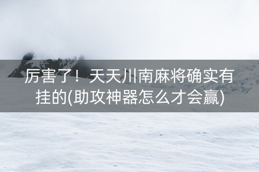 厉害了！天天川南麻将确实有挂的(助攻神器怎么才会赢)