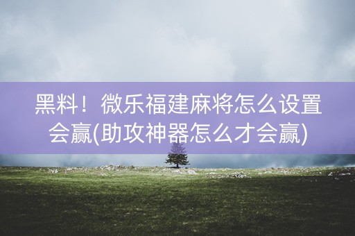 黑料！微乐福建麻将怎么设置会赢(助攻神器怎么才会赢)