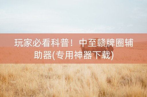 玩家必看科普！中至赣牌圈辅助器(专用神器下载)