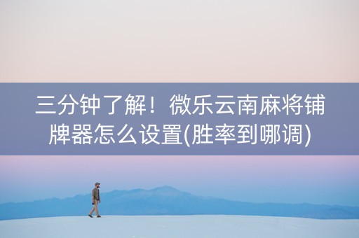 三分钟了解！微乐云南麻将铺牌器怎么设置(胜率到哪调)