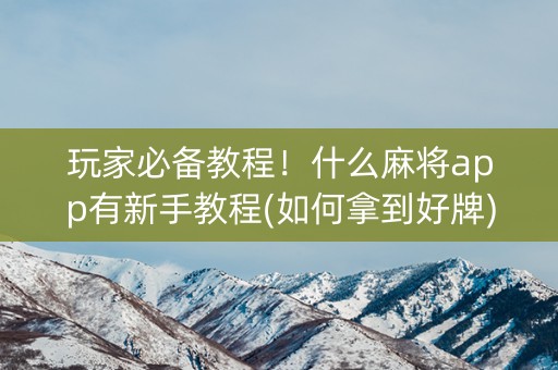 玩家必备教程！什么麻将app有新手教程(如何拿到好牌)