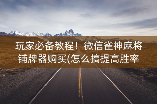 玩家必备教程！微信雀神麻将铺牌器购买(怎么搞提高胜率)