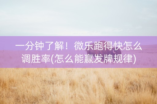 一分钟了解！微乐跑得快怎么调胜率(怎么能赢发牌规律)