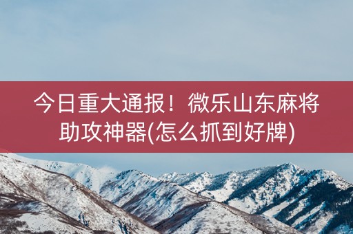 今日重大通报！微乐山东麻将助攻神器(怎么抓到好牌)