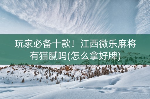 玩家必备十款！江西微乐麻将有猫腻吗(怎么拿好牌)