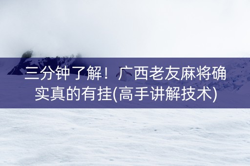 三分钟了解！广西老友麻将确实真的有挂(高手讲解技术)