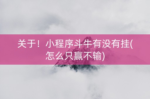 关于！小程序斗牛有没有挂(怎么只赢不输)