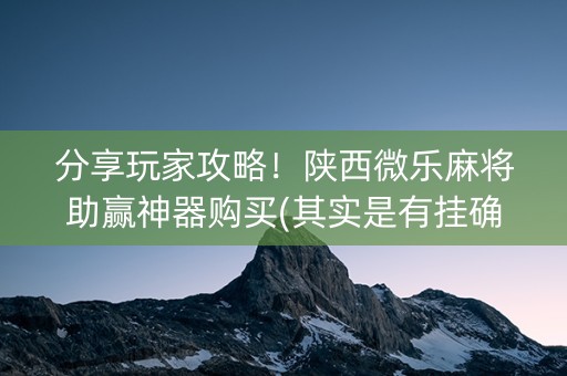 分享玩家攻略！陕西微乐麻将助赢神器购买(其实是有挂确实有挂)