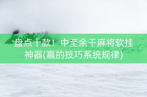 盘点十款！中至余干麻将软挂神器(赢的技巧系统规律)
