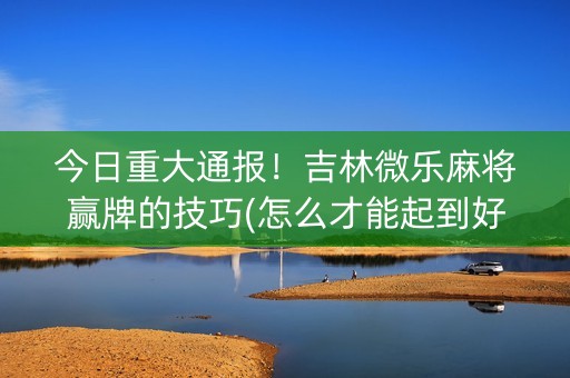 今日重大通报！吉林微乐麻将赢牌的技巧(怎么才能起到好牌)