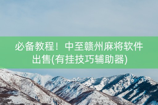 必备教程！中至赣州麻将软件出售(有挂技巧辅助器)