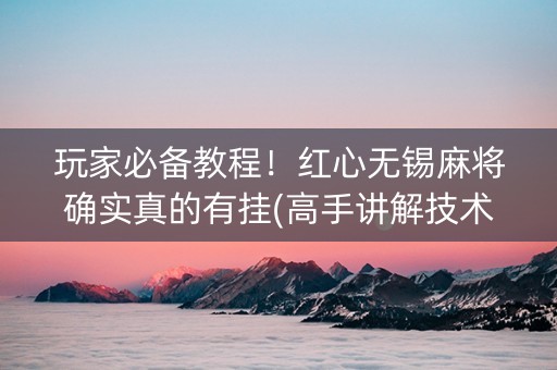玩家必备教程！红心无锡麻将确实真的有挂(高手讲解技术)