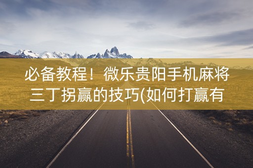 必备教程！微乐贵阳手机麻将三丁拐赢的技巧(如何打赢有插件吗)