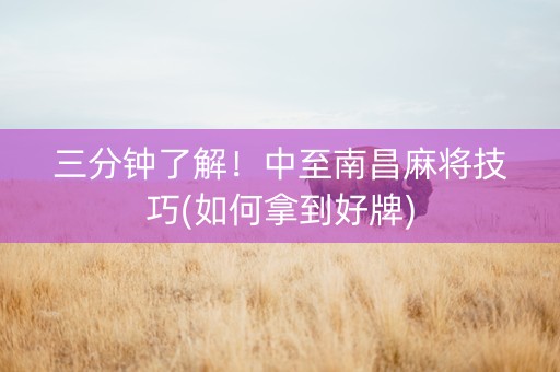 三分钟了解！中至南昌麻将技巧(如何拿到好牌)