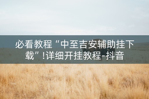 必看教程“中至吉安辅助挂下载”!详细开挂教程-抖音