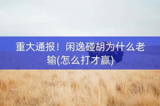 重大通报！闲逸碰胡为什么老输(怎么打才赢)