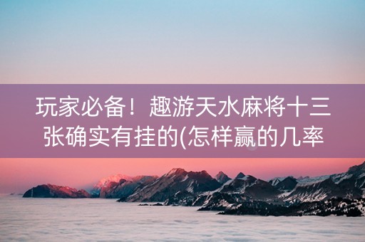 玩家必备！趣游天水麻将十三张确实有挂的(怎样赢的几率大)