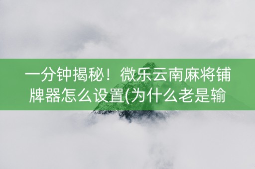 一分钟揭秘！微乐云南麻将铺牌器怎么设置(为什么老是输)