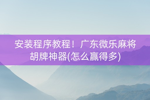 安装程序教程！广东微乐麻将胡牌神器(怎么赢得多)
