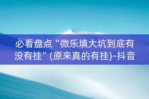 必看盘点“微乐填大坑到底有没有挂”(原来真的有挂)-抖音