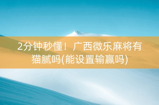 2分钟秒懂！广西微乐麻将有猫腻吗(能设置输赢吗)