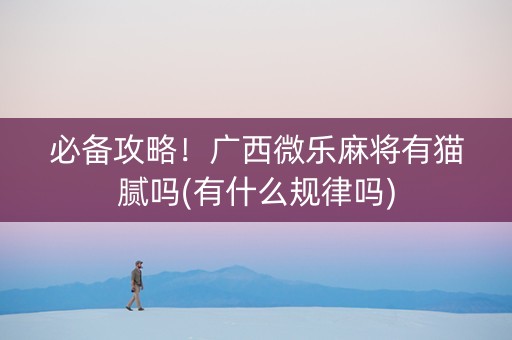 必备攻略！广西微乐麻将有猫腻吗(有什么规律吗)