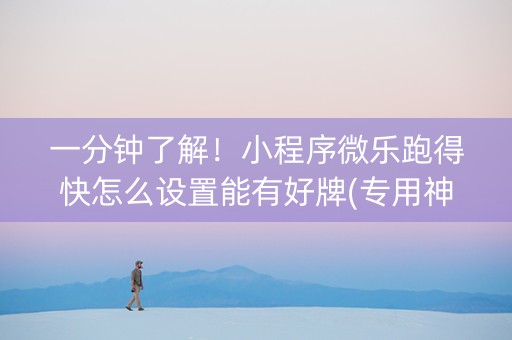 一分钟了解！小程序微乐跑得快怎么设置能有好牌(专用神器下载)