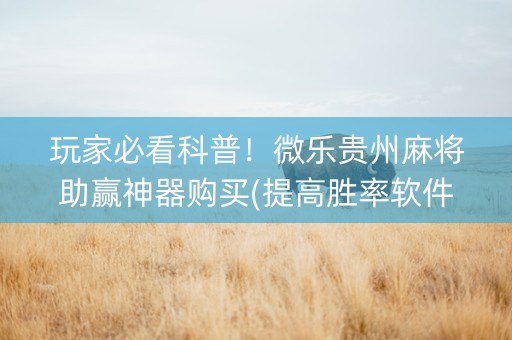 玩家必看科普！微乐贵州麻将助赢神器购买(提高胜率软件)