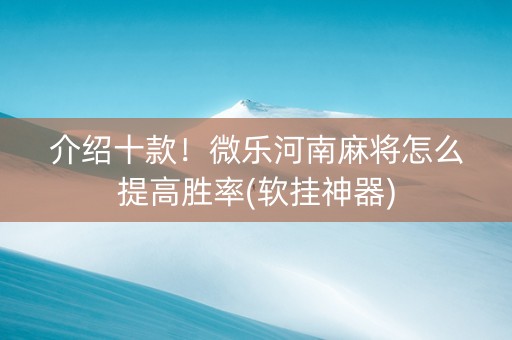 介绍十款！微乐河南麻将怎么提高胜率(软挂神器)