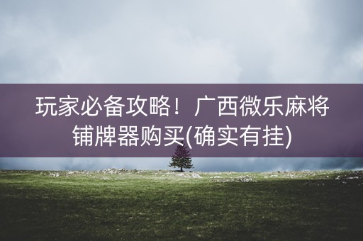 玩家必备攻略！广西微乐麻将铺牌器购买(确实有挂)
