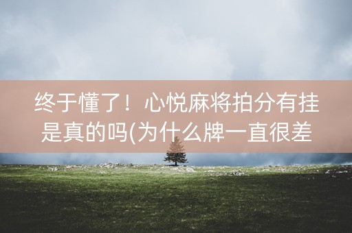 终于懂了！心悦麻将拍分有挂是真的吗(为什么牌一直很差)