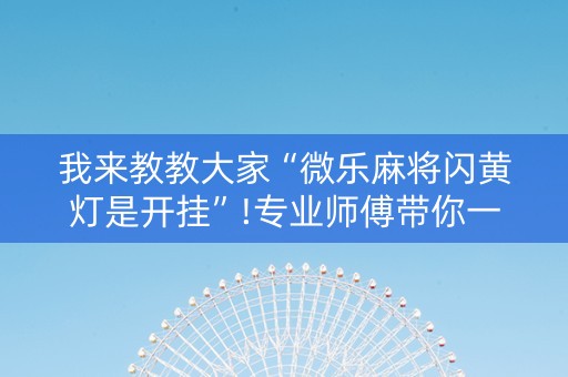我来教教大家“微乐麻将闪黄灯是开挂”!专业师傅带你一起了解（详细教程）-抖音