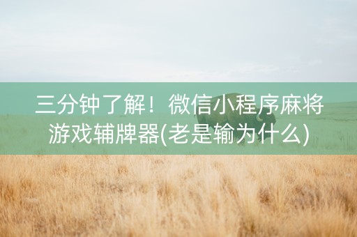 三分钟了解！微信小程序麻将游戏辅牌器(老是输为什么)