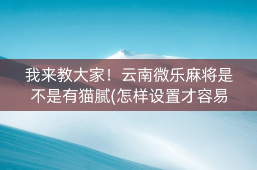 我来教大家！云南微乐麻将是不是有猫腻(怎样设置才容易赢)