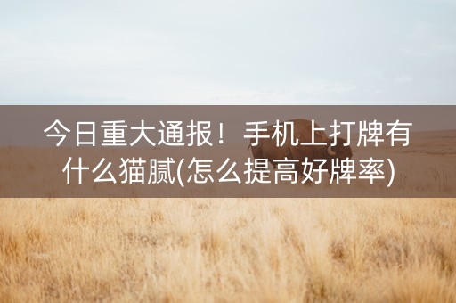 今日重大通报！手机上打牌有什么猫腻(怎么提高好牌率)