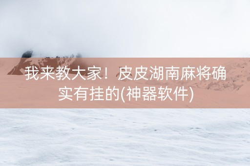 我来教大家！皮皮湖南麻将确实有挂的(神器软件)